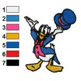 Donald Duck with Hat Embroidery Design